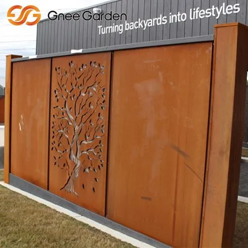 Corten Steel Tray Pattern Garden Spanial Perforated Screen