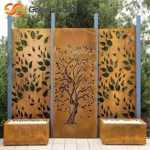 Corten Outdoor Decoration Tree Pattern Garden Screen