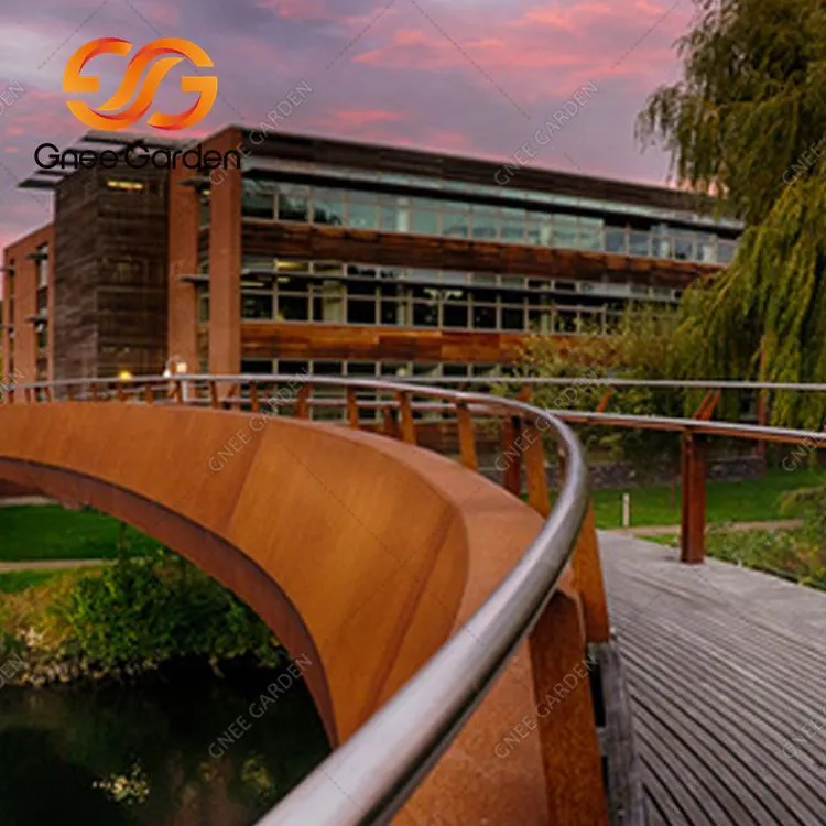Potent pont de jardí metàl·lic d'acer Corten