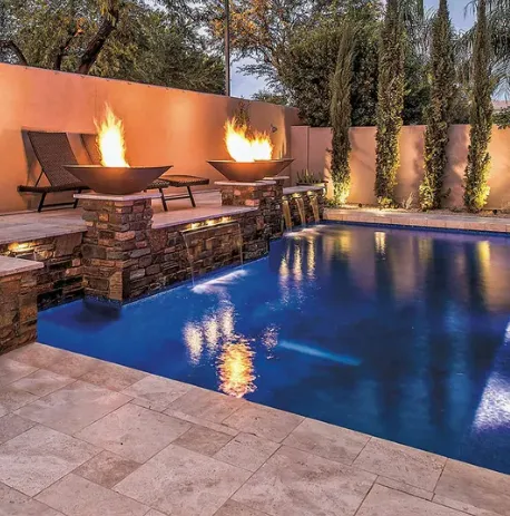 Customized Fire Pit Pool Waterfall