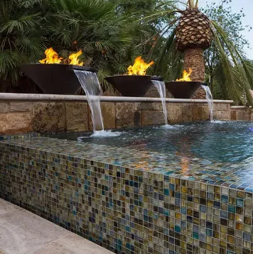 Swimming Pool Square Corten Steel Fire And Water Features